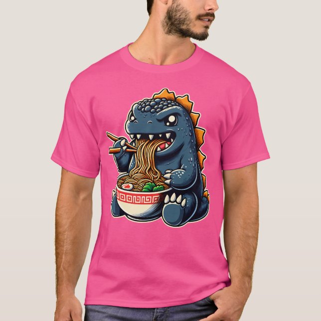 Camiseta Cute Godzilla Comiendo Ramen (Anverso)