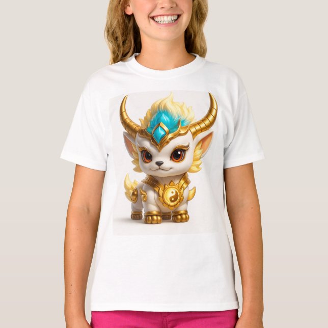 Camiseta Cute Golden Ram Fantasy T-Shirt – Adorable Mythica (Anverso)
