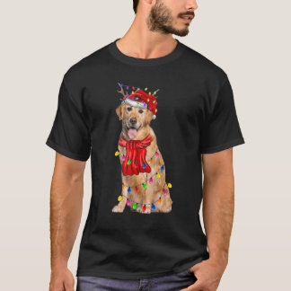 Camiseta Cute Golden Retriever Christmas Tree Lights Dog