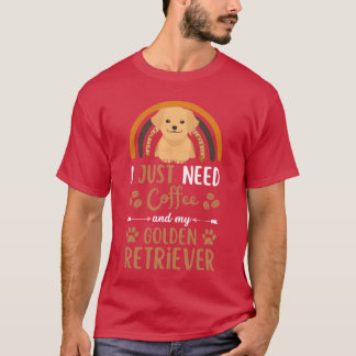 Camiseta Cute golden retriever coffee dog cafe kawaii retro
