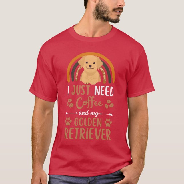 Camiseta Cute golden retriever coffee dog cafe kawaii retro (Anverso)