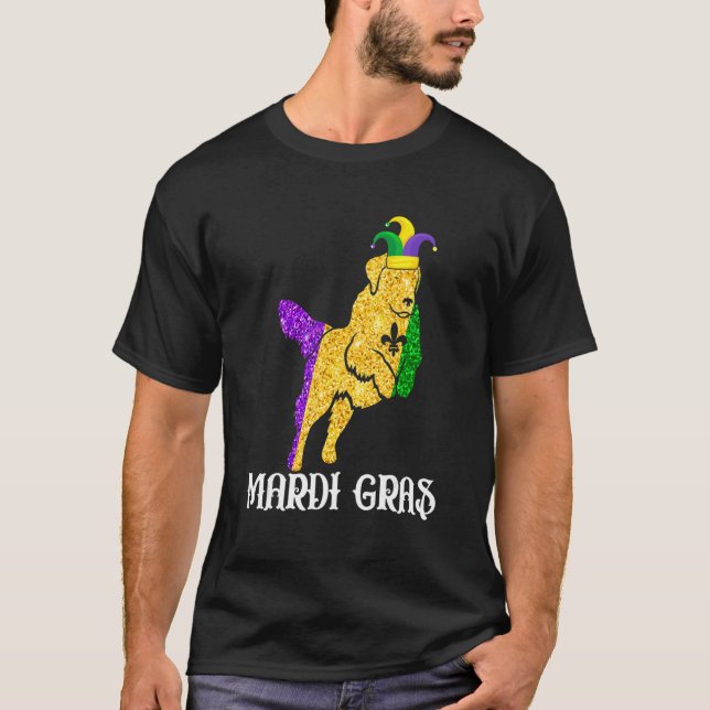 Camiseta Cute Golden Retriever Dog Lover Mardi Gras Party J (Anverso)