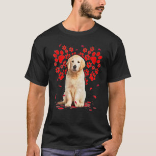 Camiseta Cute Golden Retriever Dog Valentine Heart Paws - S