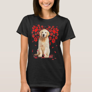 Camiseta Cute Golden Retriever Dog Valentine Heart Paws - S