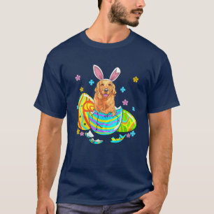 Camiseta Cute Golden Retriever Easter Day Bunny Ear Eggys M