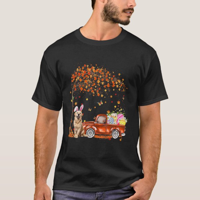 Camiseta Cute Golden Retriever Egg Tree Easter Day Dog Dad (Anverso)