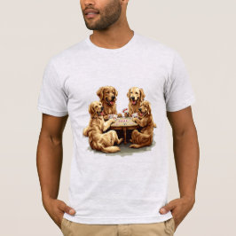 Camiseta Cute Golden Retriever Perro Jugando Cartas