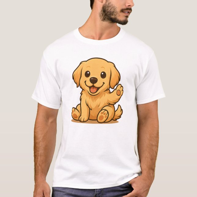 Camiseta Cute Golden Retriever Unisex Hombre Ropa (Anverso)