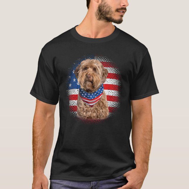 Camiseta Cute Goldendoodle Dog American Flag Indepedence Da (Anverso)
