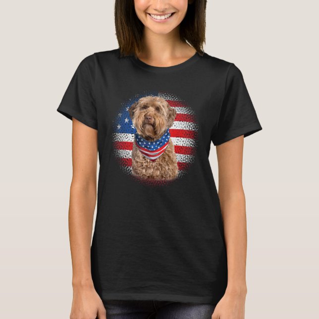 Camiseta Cute Goldendoodle Dog American Flag Indepedence Da (Anverso)