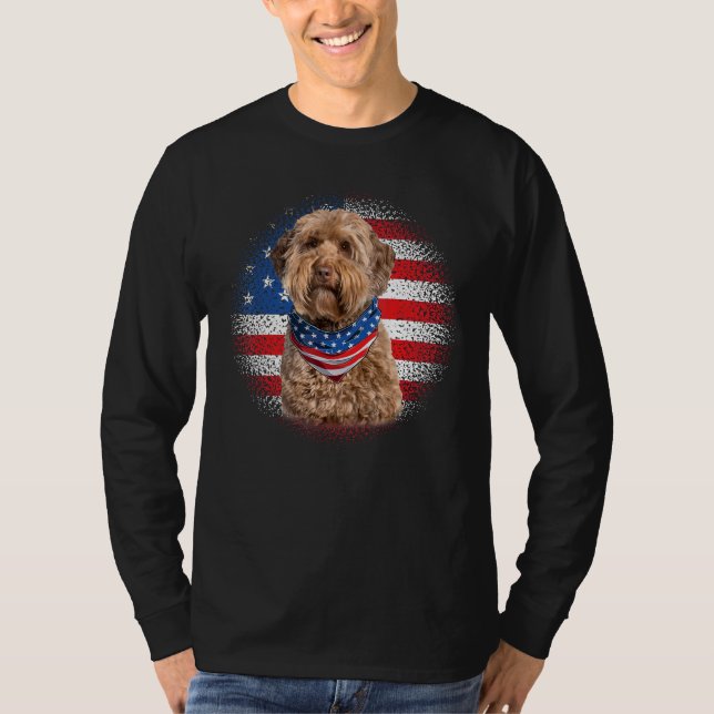 Camiseta Cute Goldendoodle Dog American Flag Indepedence Da (Anverso)