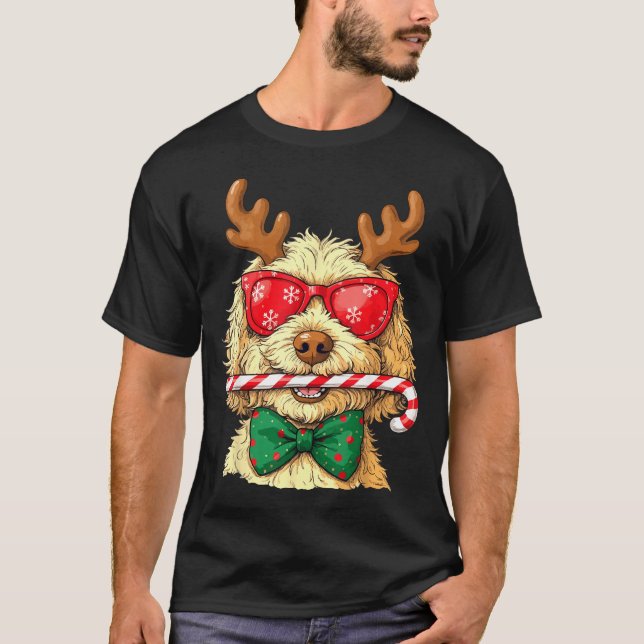 Camiseta Cute Goldendoodle Dogs Christmas Lights Golden Doo (Anverso)