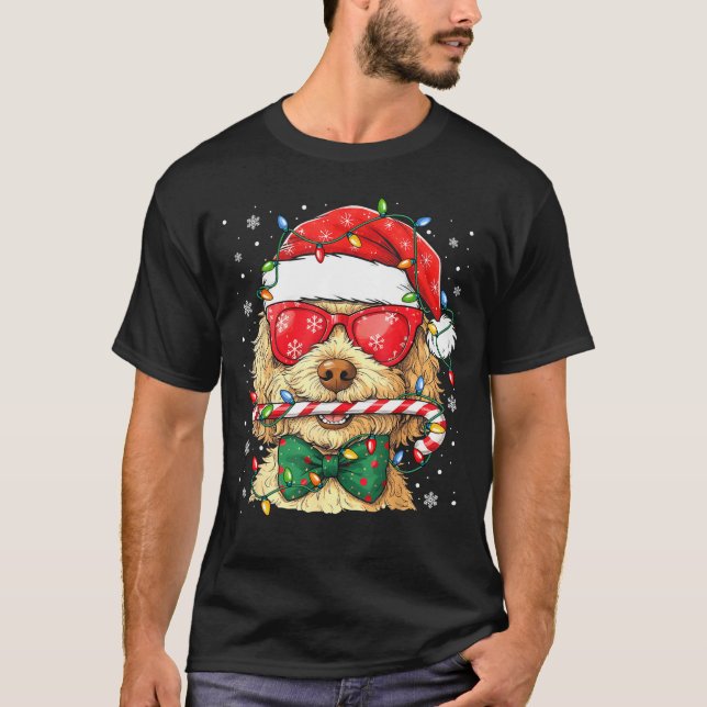 Camiseta Cute Goldendoodle Santa Hat Xmas Lights Goldendood (Anverso)