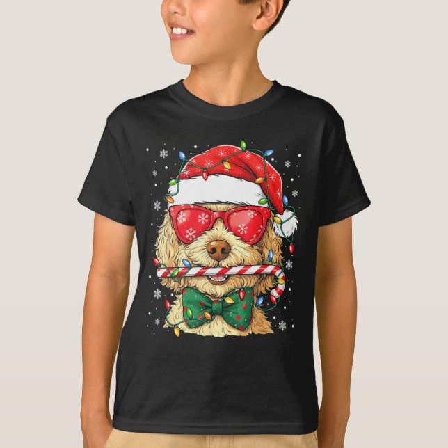 Camiseta Cute Goldendoodle Santa Hat Xmas Lights Goldendood (Anverso)