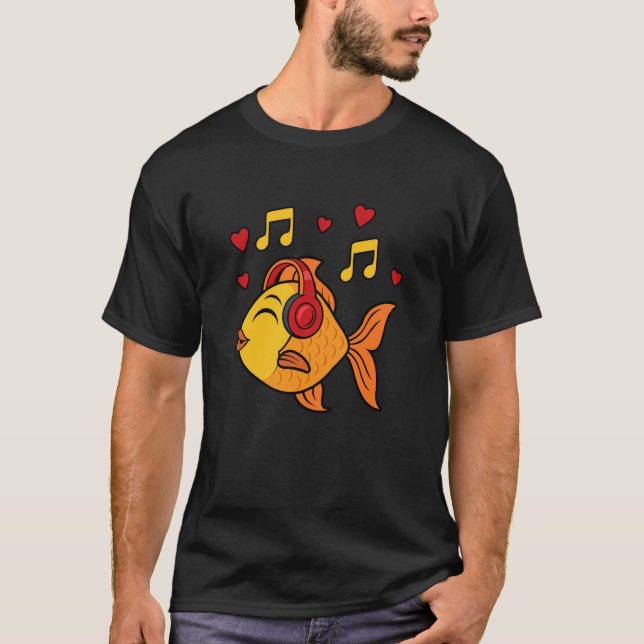 Camiseta Cute Goldfish Music Notes Musician Fish (Anverso)