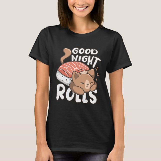 Camiseta Cute Good Night Cat Sushi Pyjamas (Anverso)