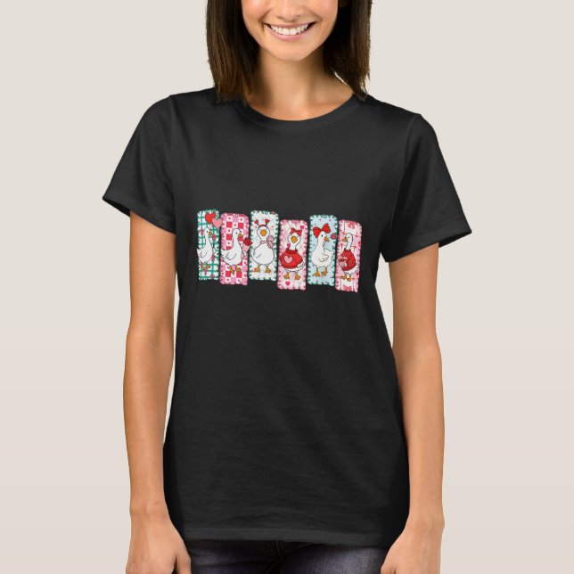 Camiseta Cute Goose Valentine Coquette,duck Funny Gift Tee  (Anverso)