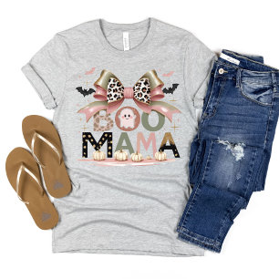 Camiseta Cute gracioso Boo Mamá Halloween Coquette Bow