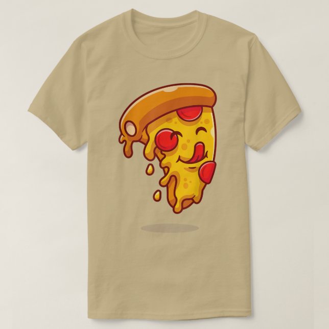 Camiseta Cute gracioso Kawaii Pepperoni Pizza Slice Anime M (Diseño del anverso)