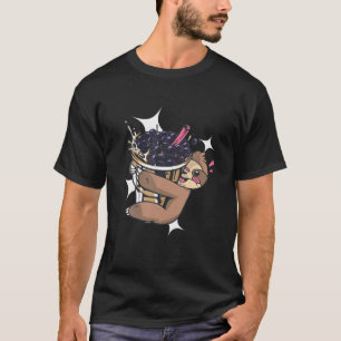 Camiseta Cute gracioso Kawaii Sloth abrazando té de burbuja