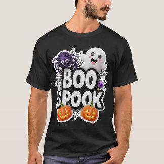 Camiseta Cute gráfico de Halloween BOO SPOOK con fantasmas