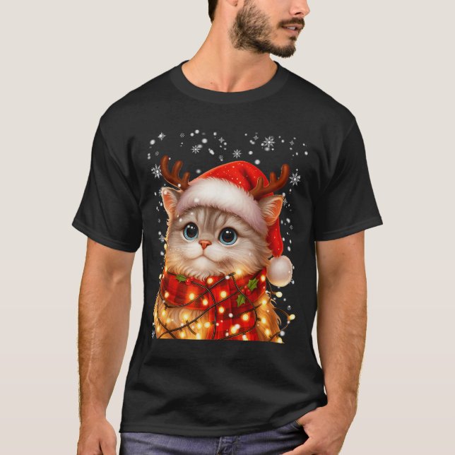 Camiseta Cute Graphic Cat Pajamas Pjs Christmas Xmas Women  (Anverso)