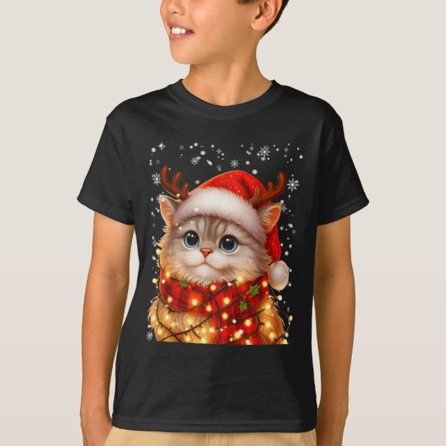 Camiseta Cute Graphic Cat Pajamas Pjs Christmas Xmas Women  (Anverso)