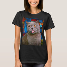 Cute Gray British Shorthair Cat Retrato Pintura
