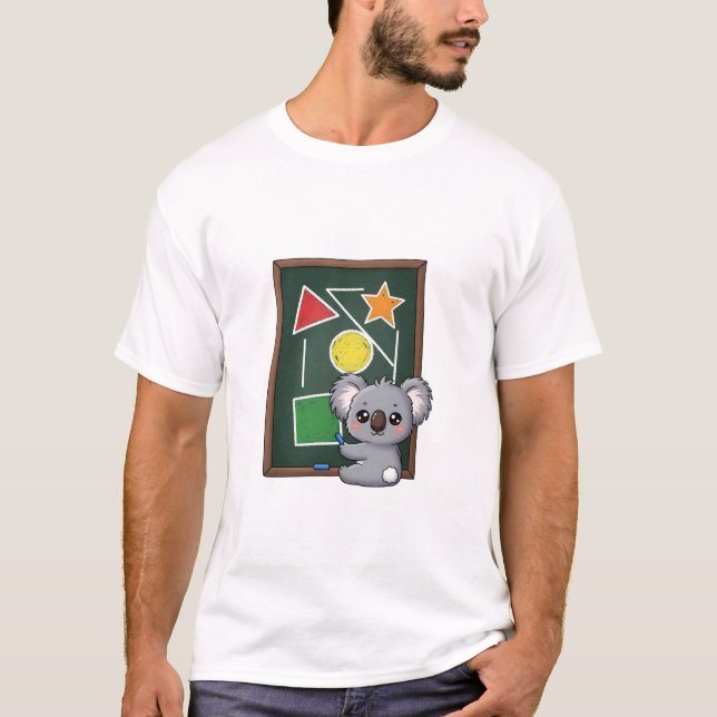 Camiseta Cute Gray Koala Drawing Geometric Shapes on School (Anverso)