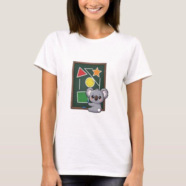 Camiseta Cute Gray Koala Drawing Geometric Shapes on School (Anverso)