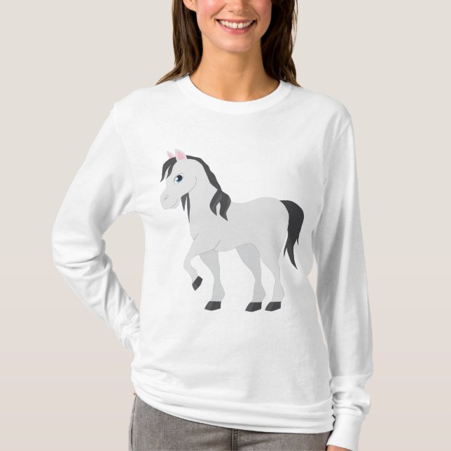 Camiseta Cute Gray Pony Cartoon Whimsical Horse (Anverso)