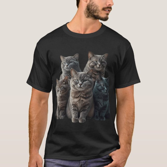 Camiseta Cute Gray Tabby Cats Family Portrait  (Anverso)