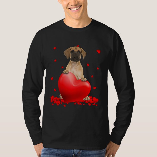 Camiseta Cute Great Dane Valentine Hearts  Dogs Hug Heart L (Anverso)