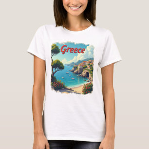 Camiseta Cute Grecia Seaside Scene Travel Tee