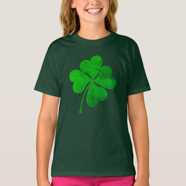 Camiseta Cute Green Lucky 4 deja Clover St. Patrick's Day (Anverso)