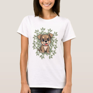 Camiseta Cute Green Puppy T-Shirt – Minimal Nature Dog