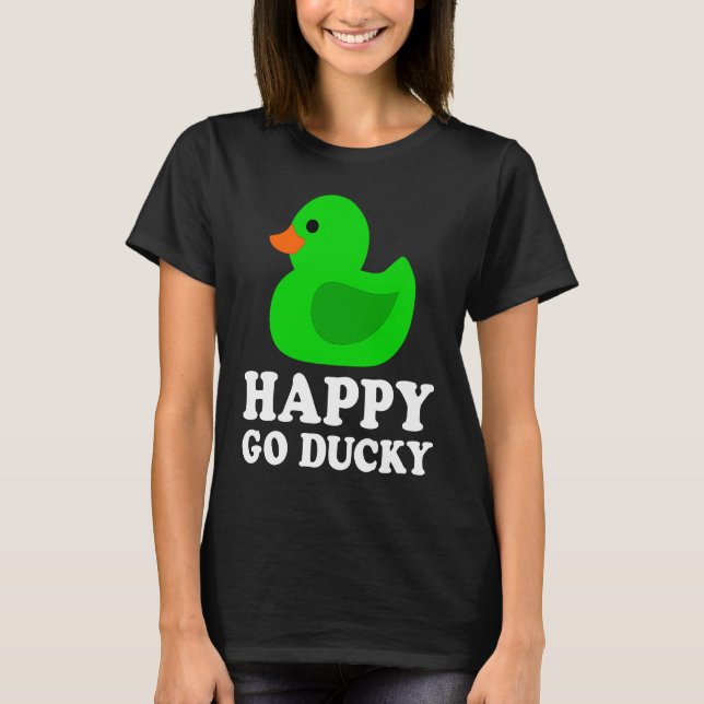 Camiseta Cute Green Rubber Duck Lover Lucky Go Ducky Funny  (Anverso)