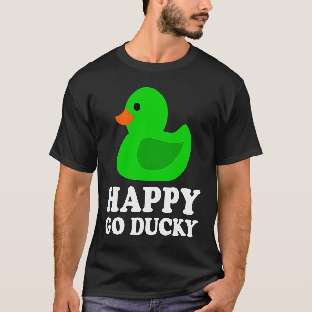 Camiseta Cute Green Rubber Duck Lover Lucky Go Ducky Funny  (Anverso)