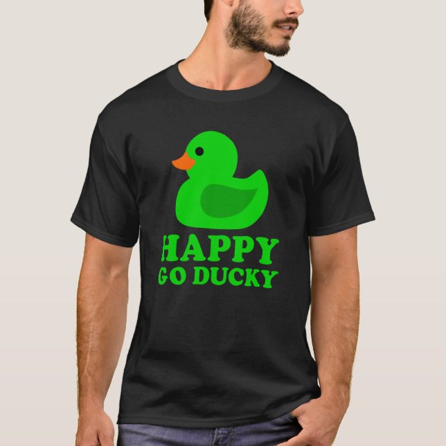 Camiseta Cute Green Rubber Duck Lucky Go Ducky Pun (Anverso)