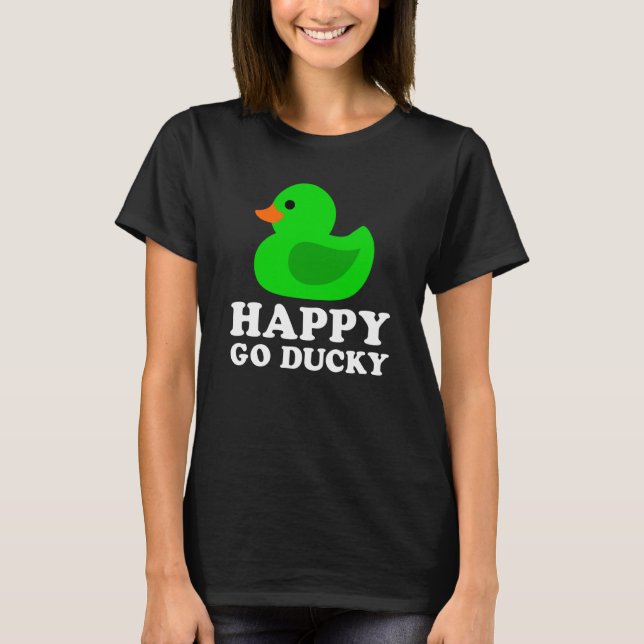 Camiseta Cute Green Rubber Duck Lucky Go Ducky Pun  1 (Anverso)