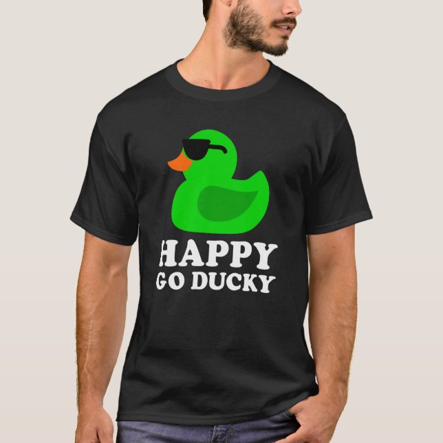 Camiseta Cute Green Rubber Duck Sunglasses Lucky Go Ducky   (Anverso)