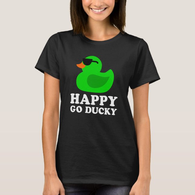 Camiseta Cute Green Rubber Duck Sunglasses Lucky Go Ducky   (Anverso)