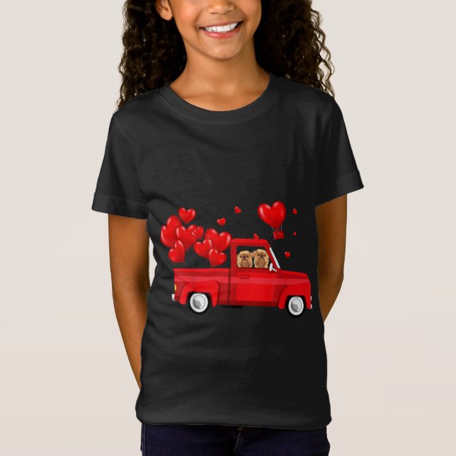 Camiseta Cute Griffon Brussels Riding Red Truck Love Valent (Anverso)