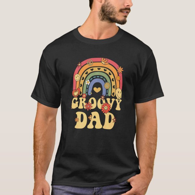 Camiseta Cute Groovy Dad Retro Groovy Rainbow (Anverso)