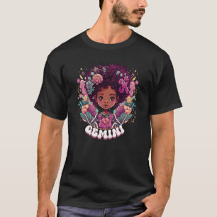 Camiseta Cute Groovy Flor Gemini Zodiac Afro Chica May Jun