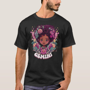 Camiseta Cute Groovy Flor Gemini Zodiac Afro Chica May Jun