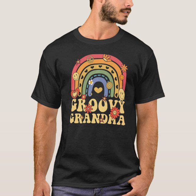 Camiseta Cute Groovy Grandma Retro Groovy Rainbow (Anverso)