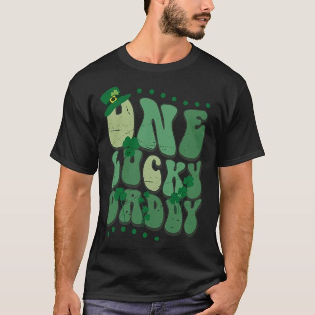 Camiseta Cute Groovy One Lucky Daddy Retro St Patrick's Day (Anverso)
