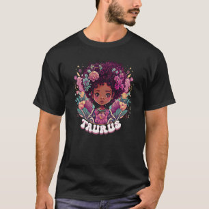 Camiseta Cute Groovy Taurus Zodiac Afro Chica April May Bir