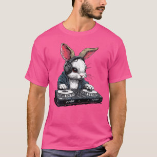 Camiseta Cute Guay Rap Funny Hip Hop Rabbit Dj. Jugando al